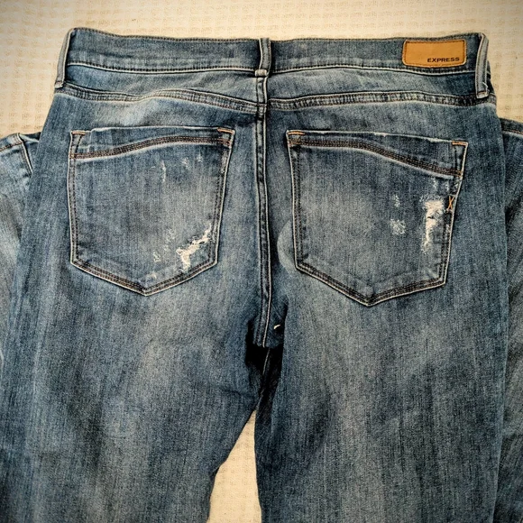 Express Blue Boot Cut Jeans with Vintage Distressing - Picture 5 of 6